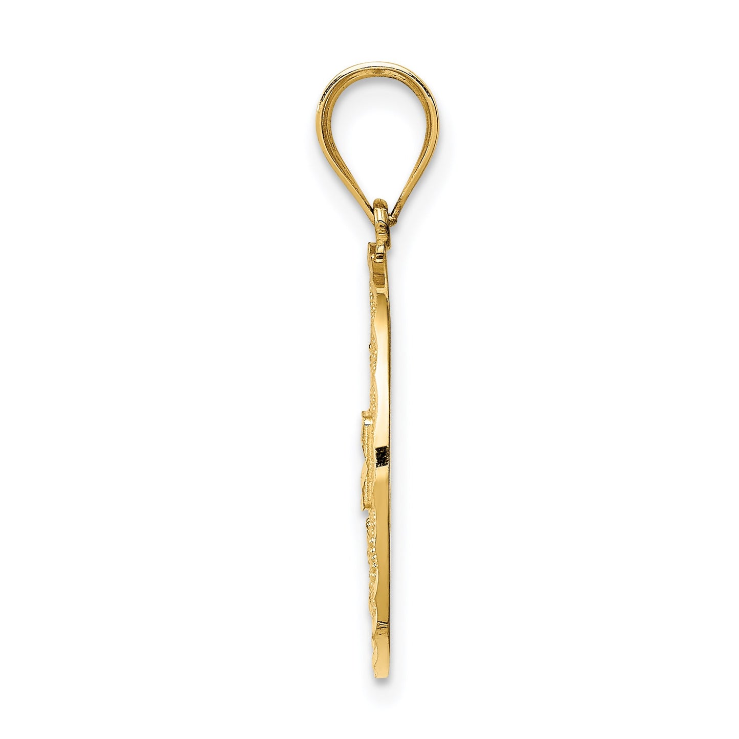 14K Fancy Filigree and Diamond Cut Charm