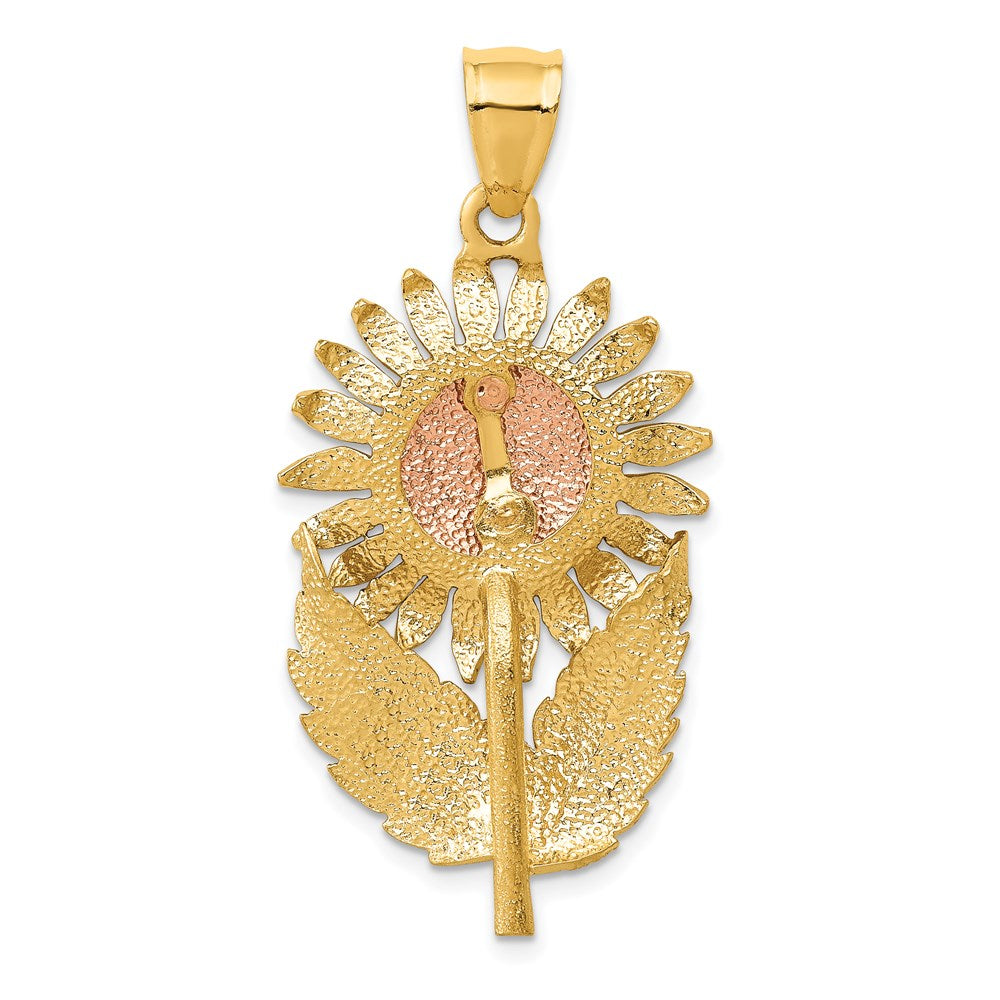 14k Two-tone Sunflower Pendant