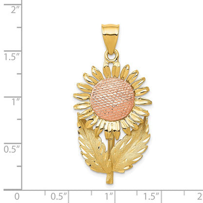 14k Two-tone Sunflower Pendant