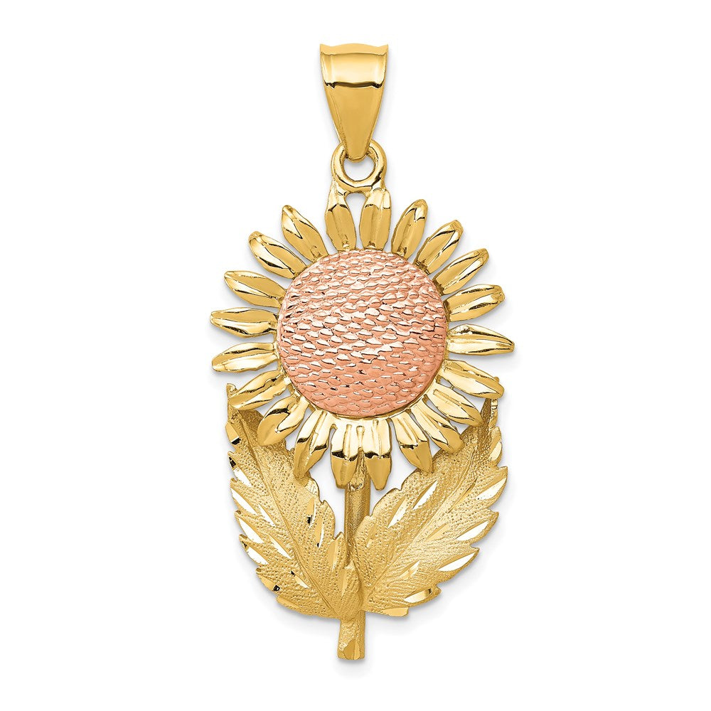 14k Two-tone Sunflower Pendant