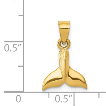 14K 3-D Whale Tail Pendant