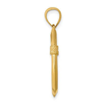 14K 3-D Whale Tail Hook Pendant