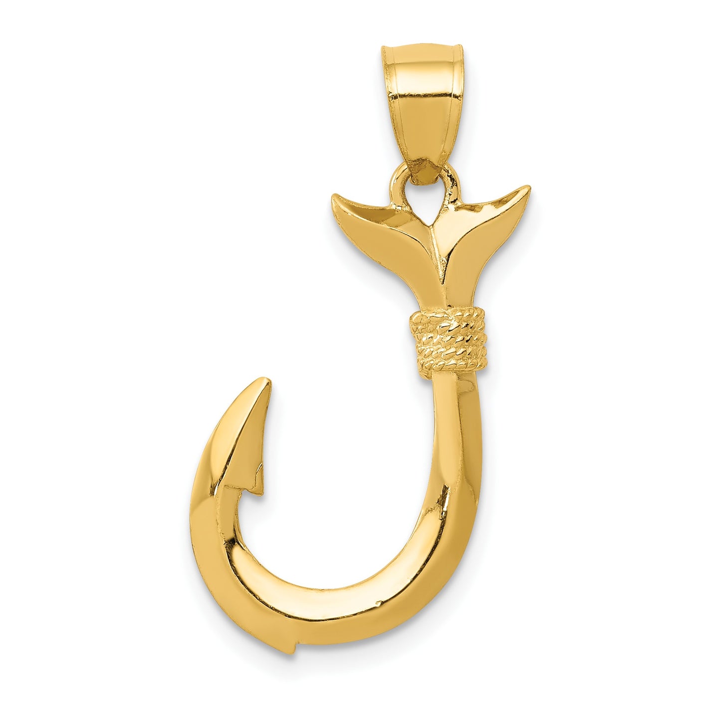 14K 3-D Whale Tail Hook Pendant
