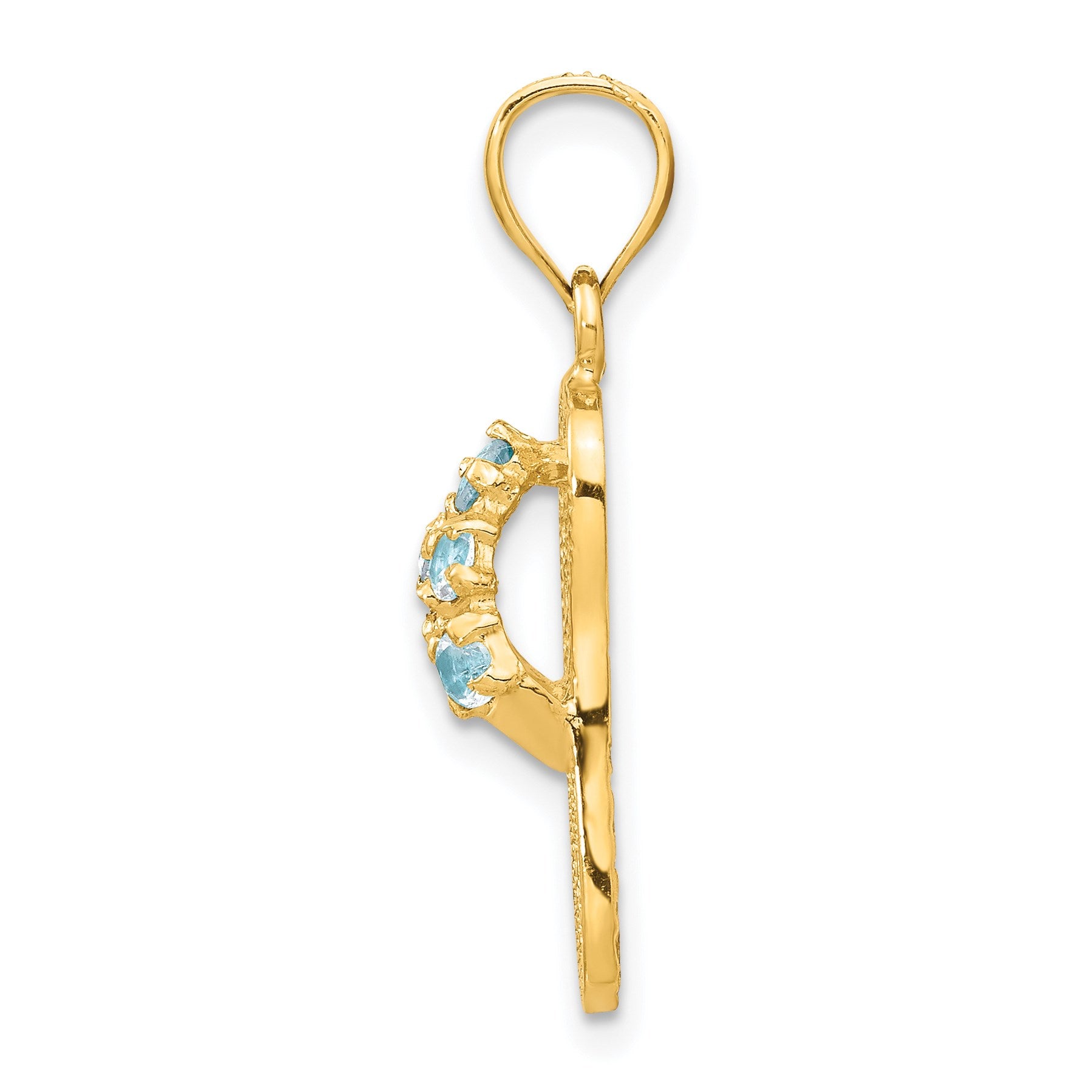 14k 3-D March/Blue CZ Birthstone Flip Flop Pendant