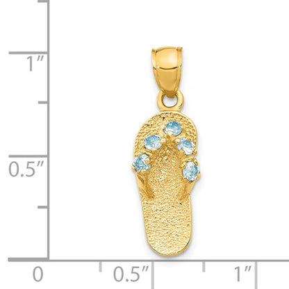 14k 3-D March/Blue CZ Birthstone Flip Flop Pendant