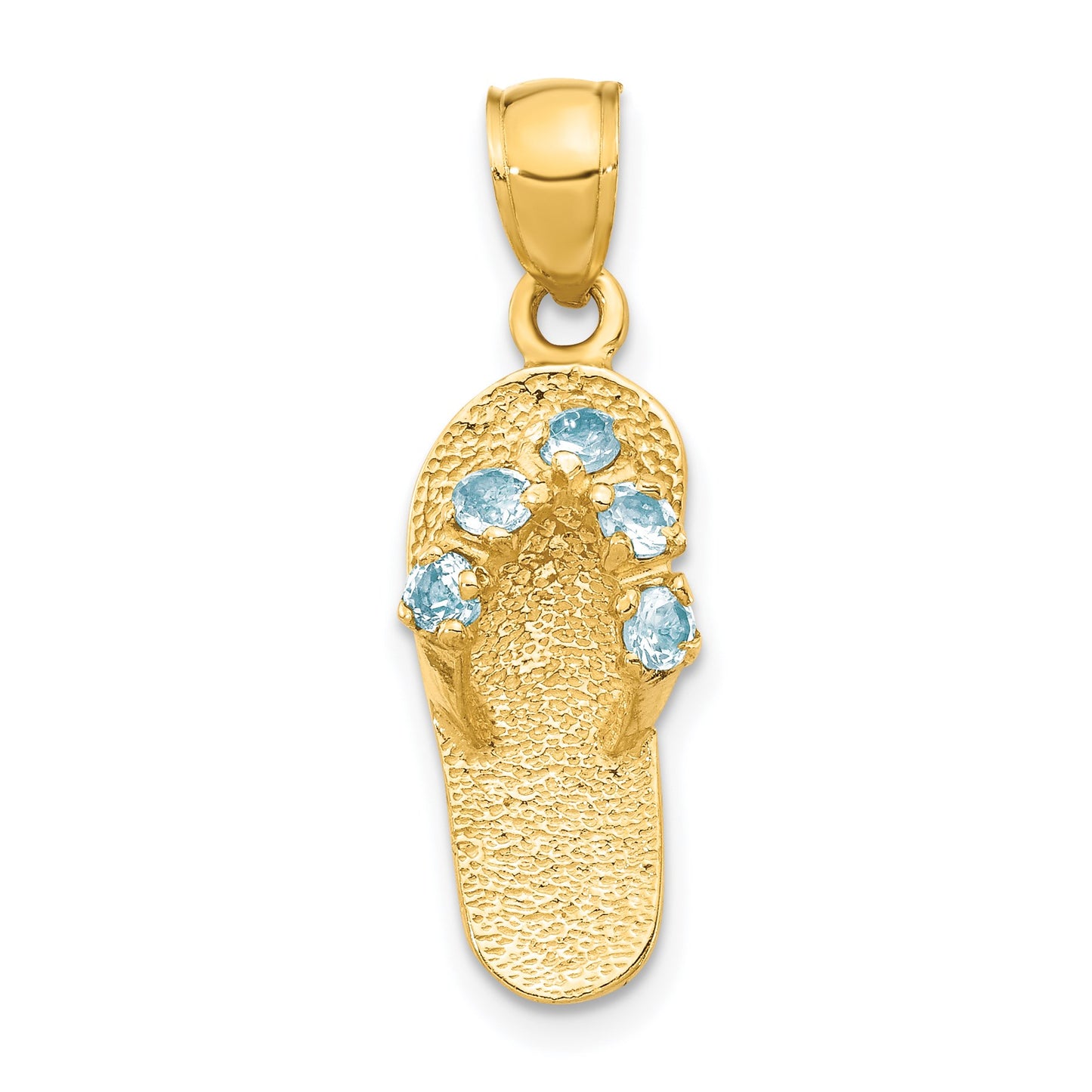 14k 3-D March/Blue CZ Birthstone Flip Flop Pendant