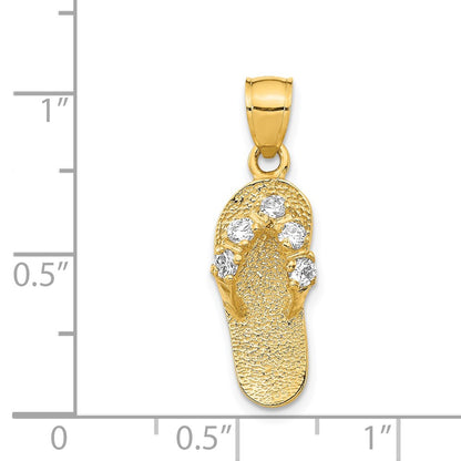 14k  3D April/CZ Birthstone Flip Flop Pendant