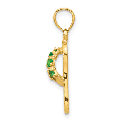 14k 3-D May/Green CZ Birthstone Flip Flop Pendant