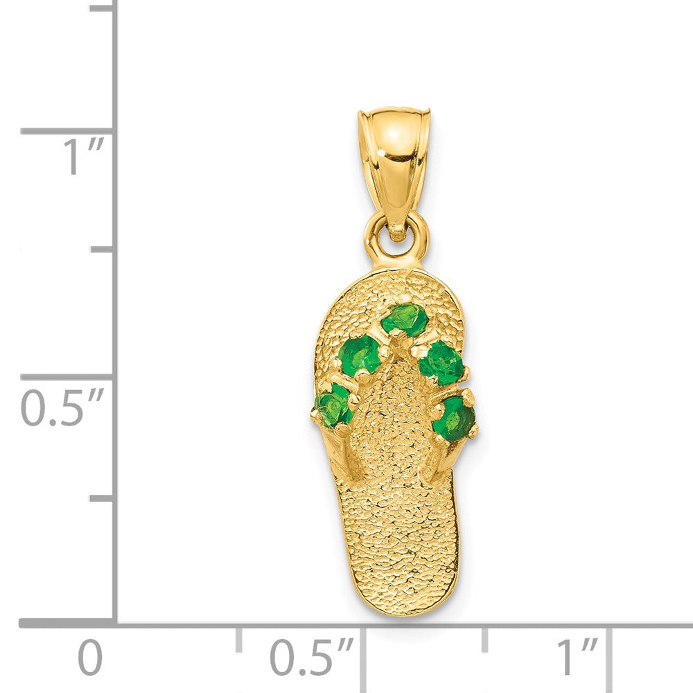 14k  3D May/CZ Birthstone Flip Flop Pendant