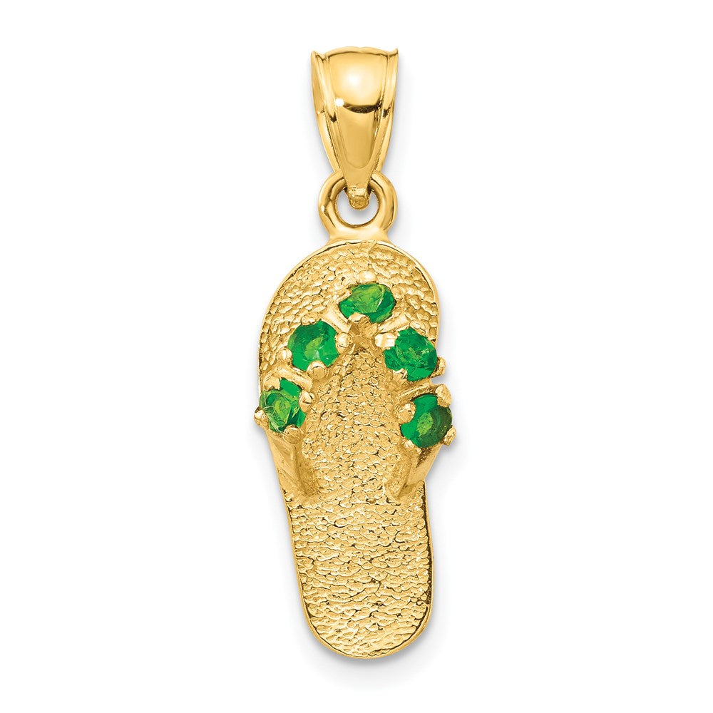 14k  3D May/CZ Birthstone Flip Flop Pendant