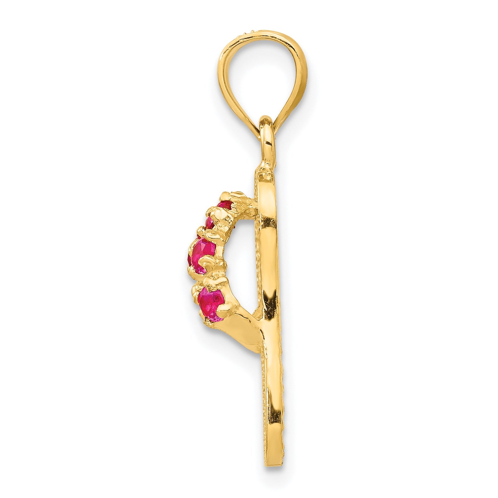 14k 3-D July/Red CZ Birthstone Flip Flop Pendant