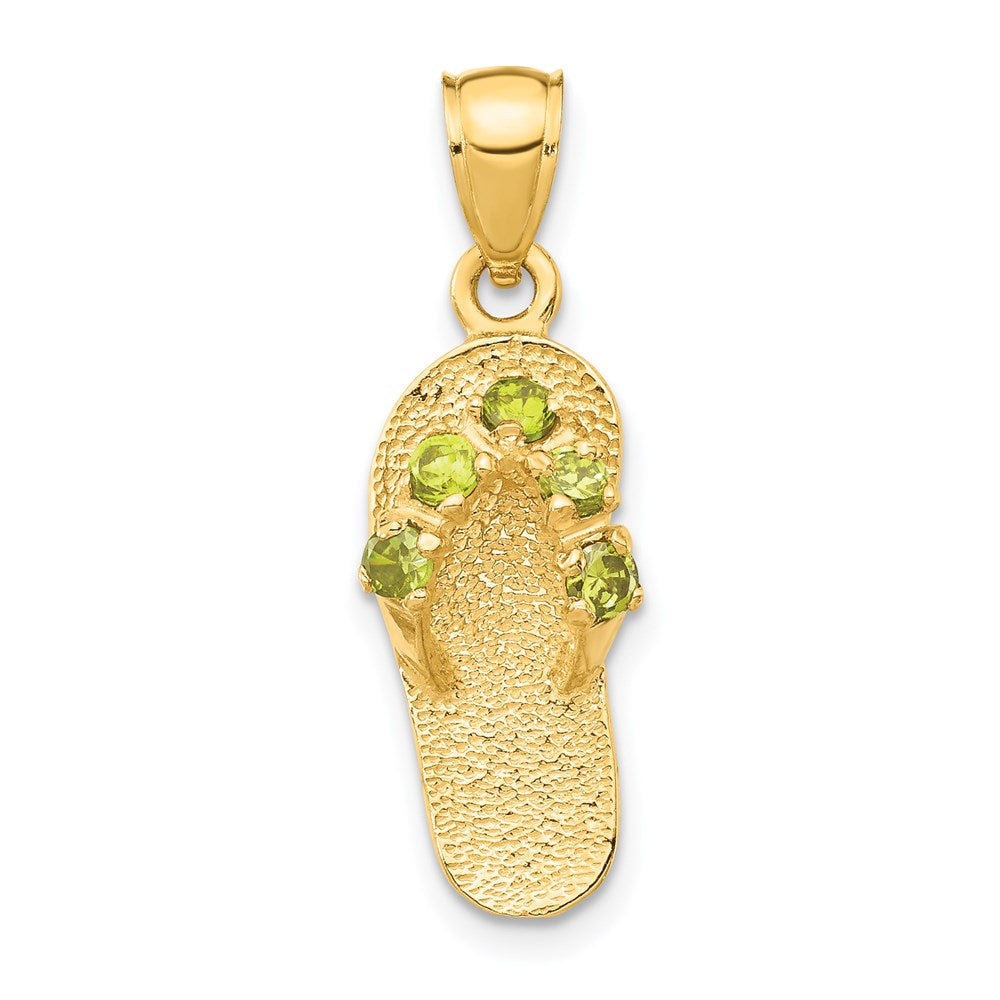 14k  3D August/CZ Birthstone Flip Flop Pendant