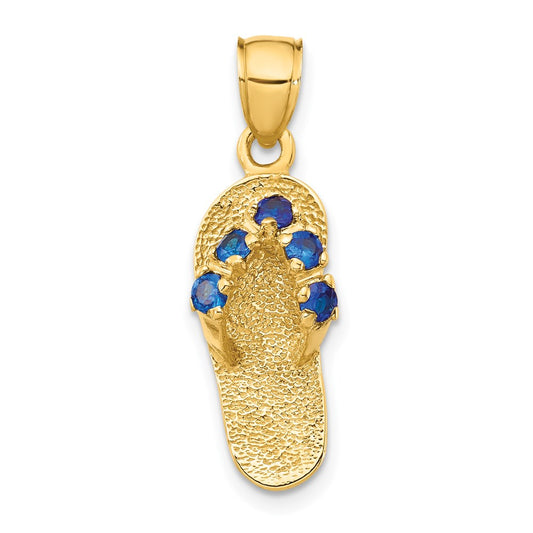 14k  3D September/CZ Birthstone Flip Flop Pendant