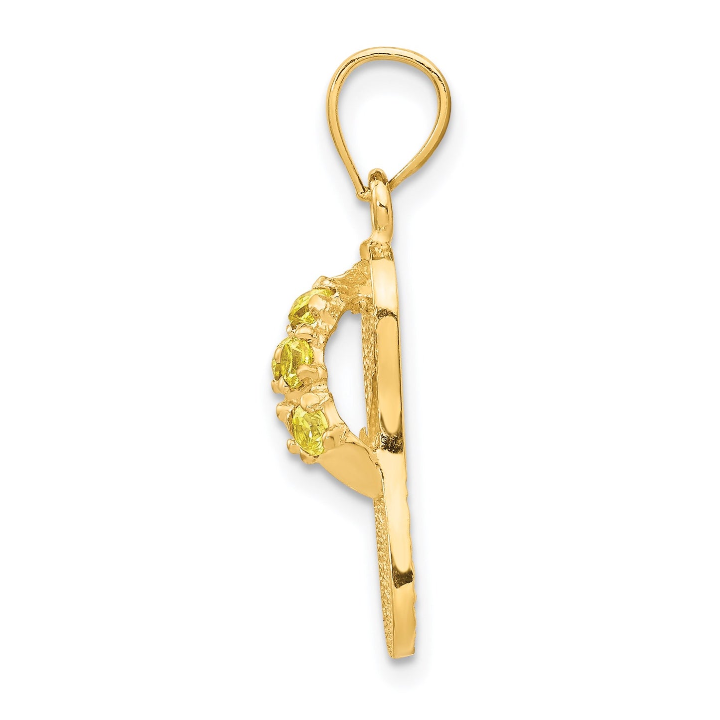 14k 3-D November/Yellow CZ Birthstone Flip Flop Pendant