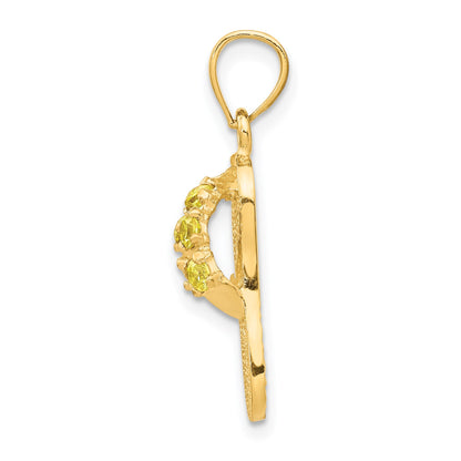 14k 3-D November/Yellow CZ Birthstone Flip Flop Pendant