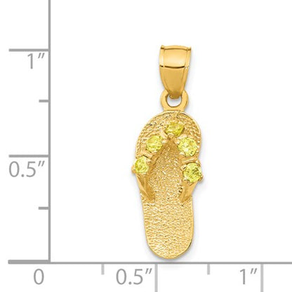 14k 3-D November/Yellow CZ Birthstone Flip Flop Pendant