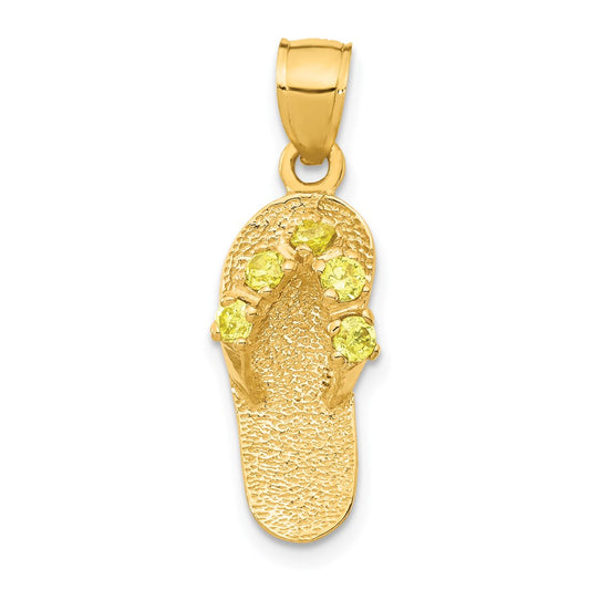 14k  3D November/CZ Birthstone Flip Flop Pendant