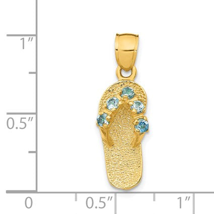 14k 3-D December/Blue CZ Birthstone Flip Flop Pendant