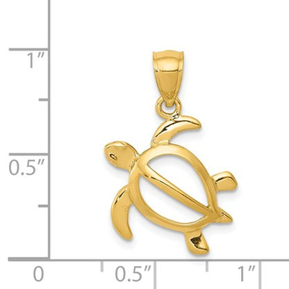 14k Medium Open Turtle Pendant