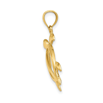 14k Large Open Turtle Pendant