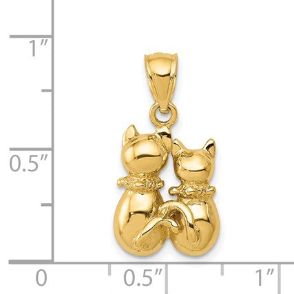 14K Big and Little Cats Pendant
