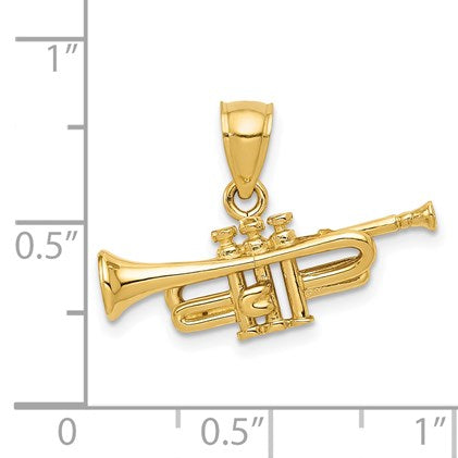 14K 3-D Trumpet Pendant