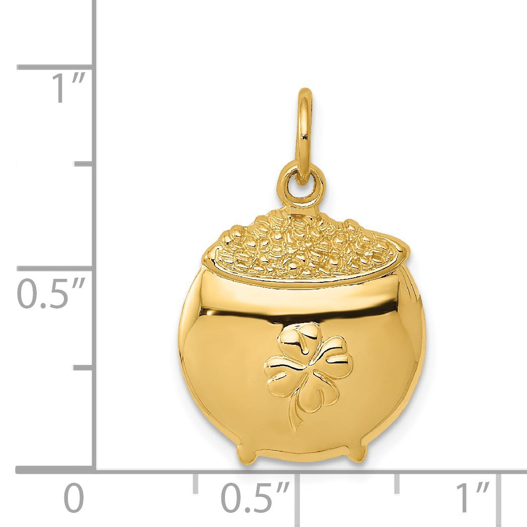 14k Pot of Gold with Clover Charm