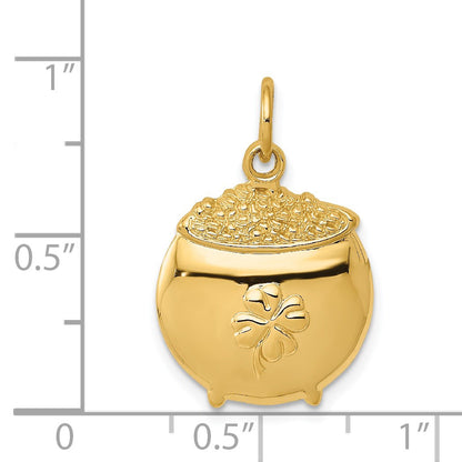 14k Pot of Gold with Clover Charm