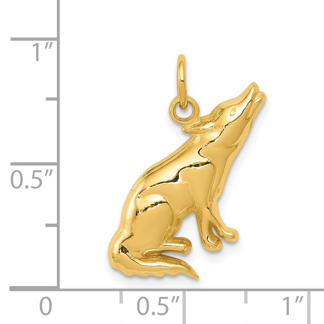 14k Howling Wolf Charm