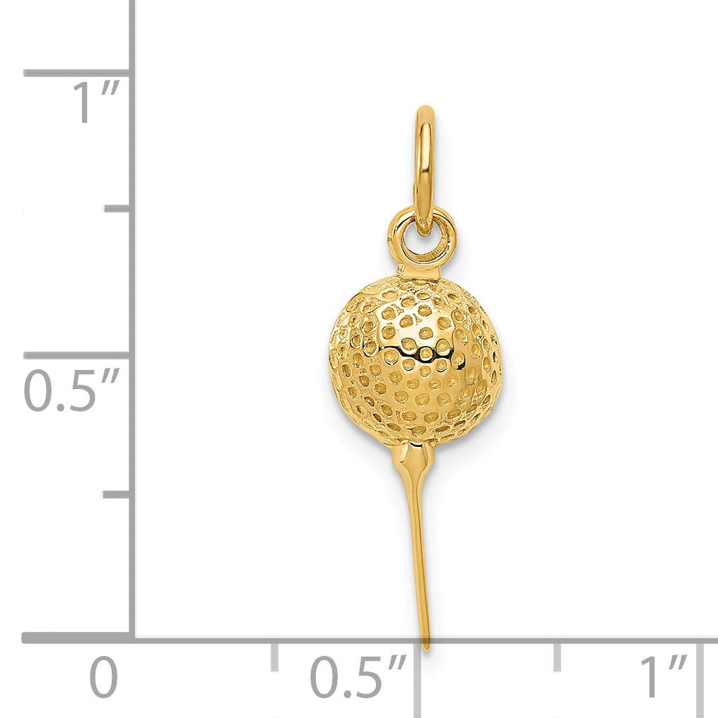 14k Domed Golf Ball on Tee Charm