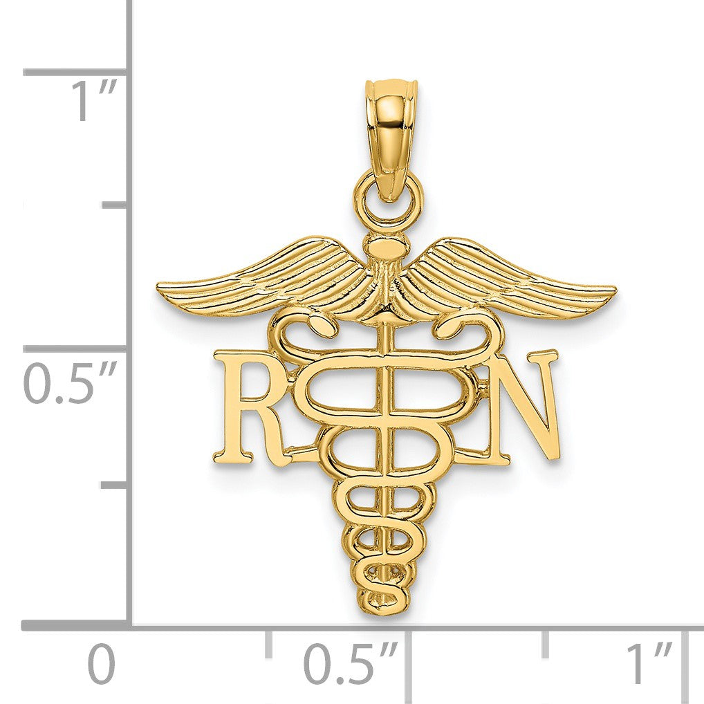 14k RN Registered Nurse Caduceus Charm