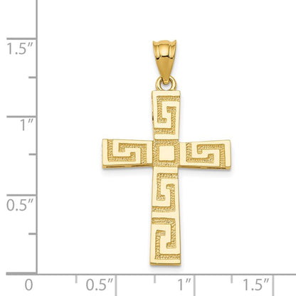 14K Greek Key Cross Pendant