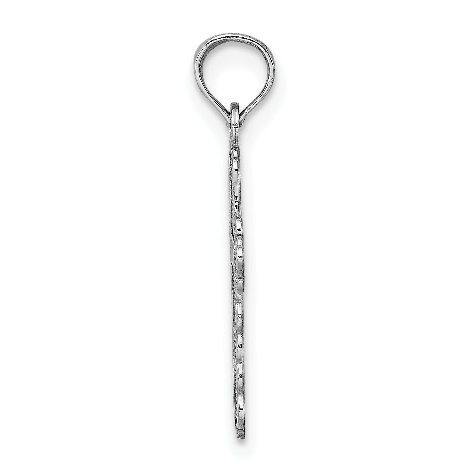 14K White Gold with Lacey Trim and Polished Center Cross Charm