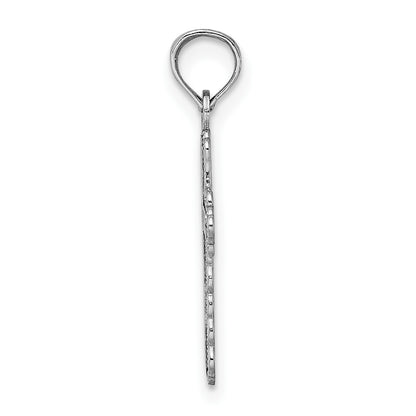 14K White Gold with Lacey Trim and Polished Center Cross Charm