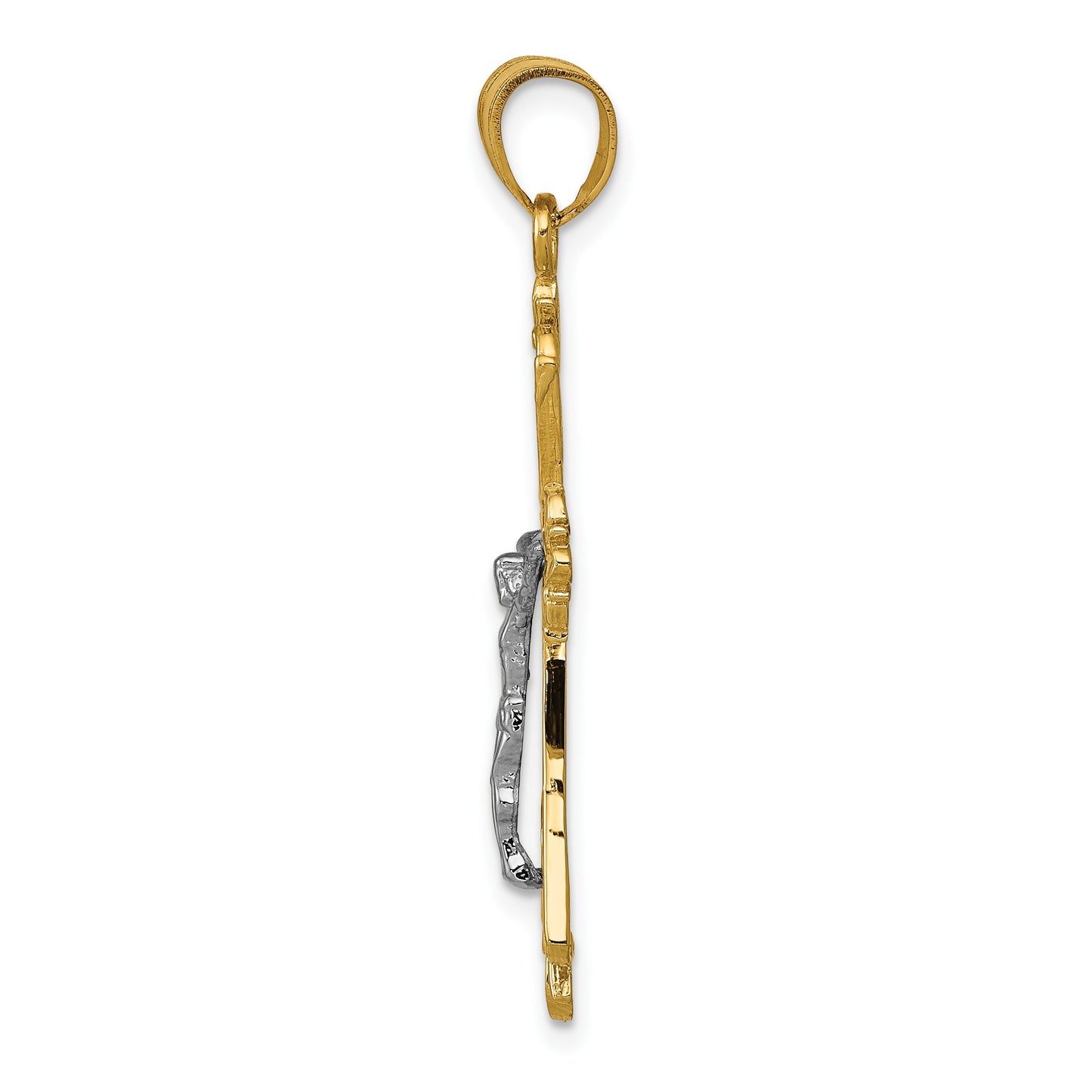 14K Two-tone Crucifix Pendant