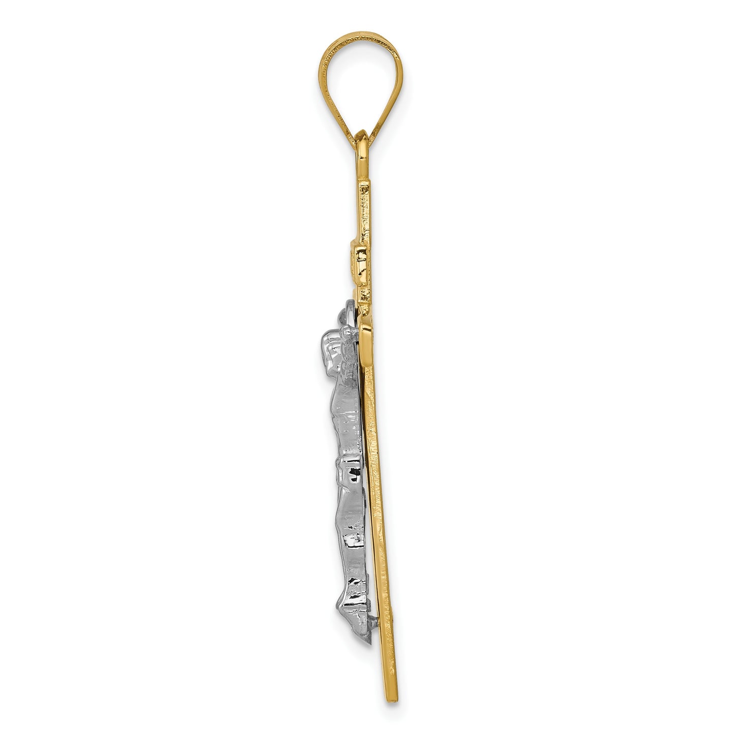 14K Two-tone INRI Crucifix Pendant