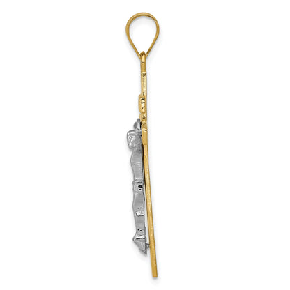 14K Two-tone INRI Crucifix Pendant