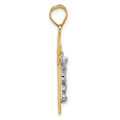 14K Two-tone INRI Crucifix Pendant