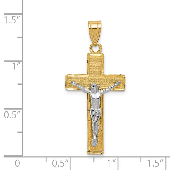 14K Two-tone Diamond-cut Crucifix Pendant