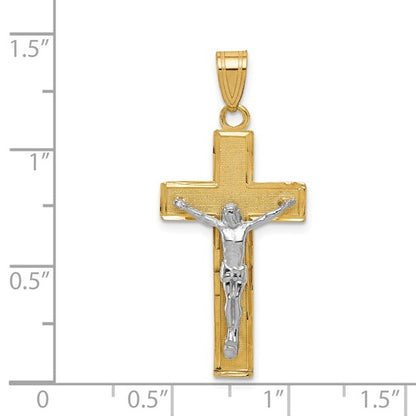 14K Two-tone Diamond-cut Crucifix Pendant