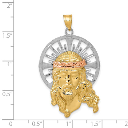 14K Tri-color Diamond-cut Christ Pendant