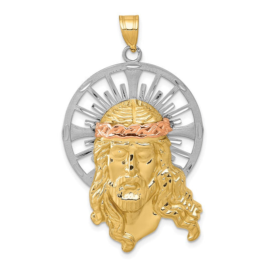 14K Tri-color Diamond-cut Christ Pendant