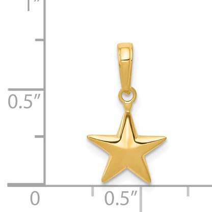 14k Small Polished 3-D Star Charm