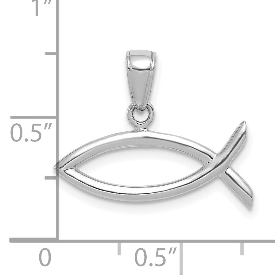 14k White Gold Ichthus Fish Pendant