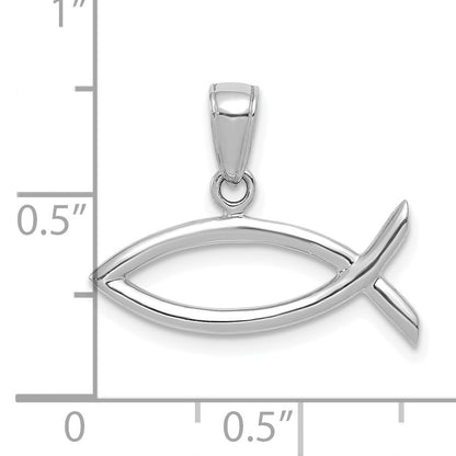 14k White Gold Ichthus Fish Pendant