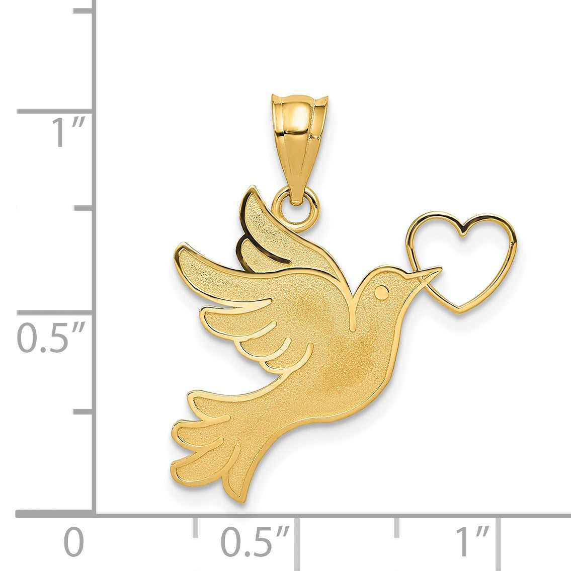 14K Dove with Heart Pendant