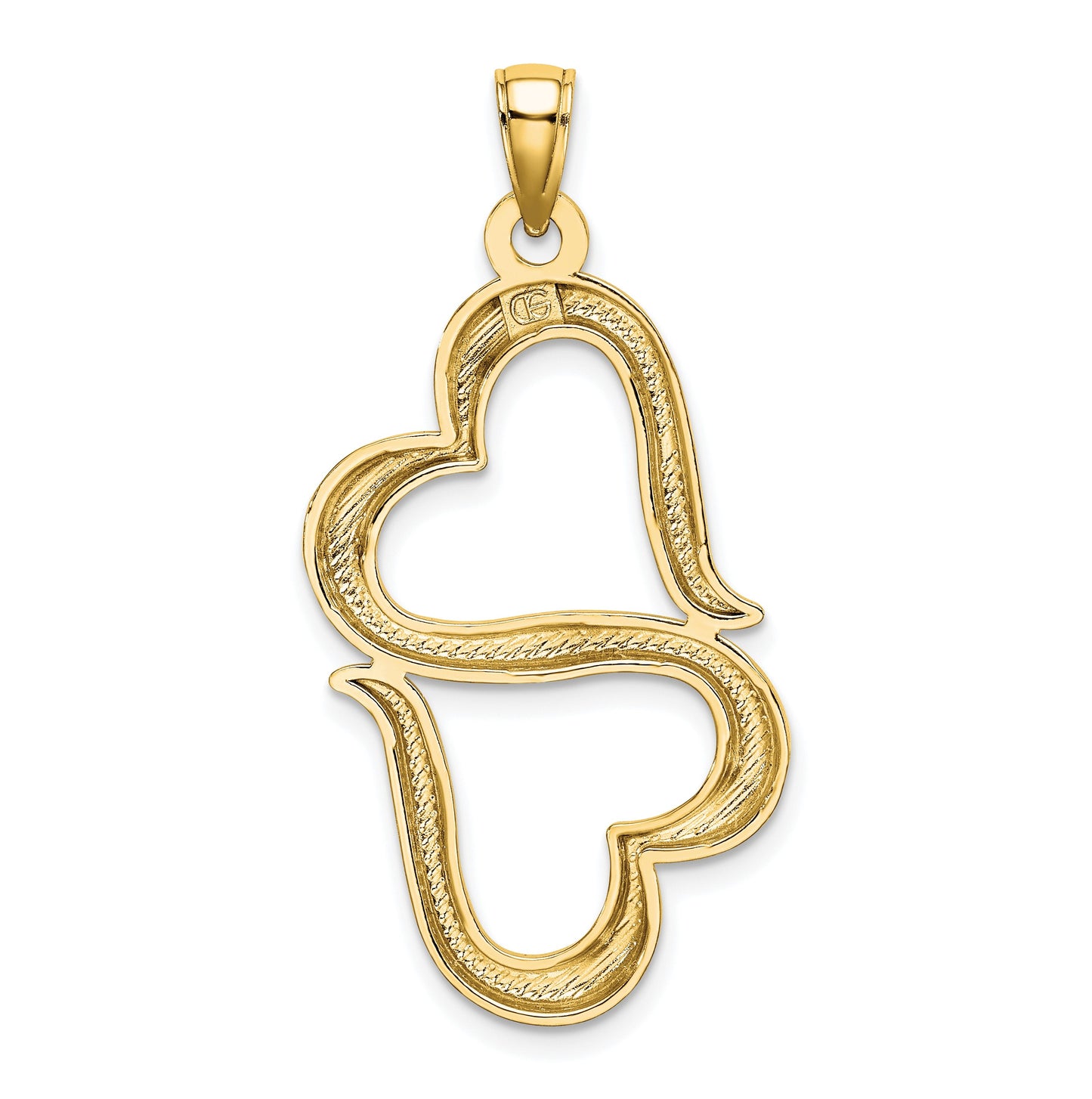 14K Polished 3-D Connected Double Hearts Pendant