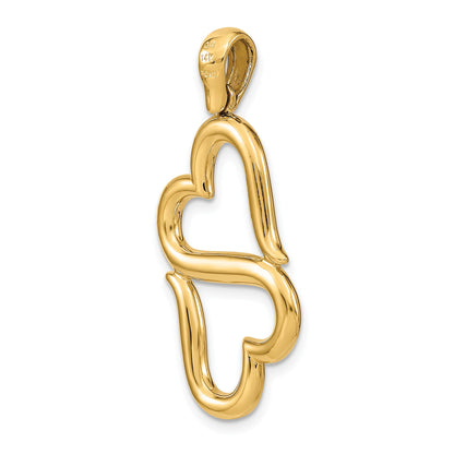 14K Polished 3-D Connected Double Hearts Pendant