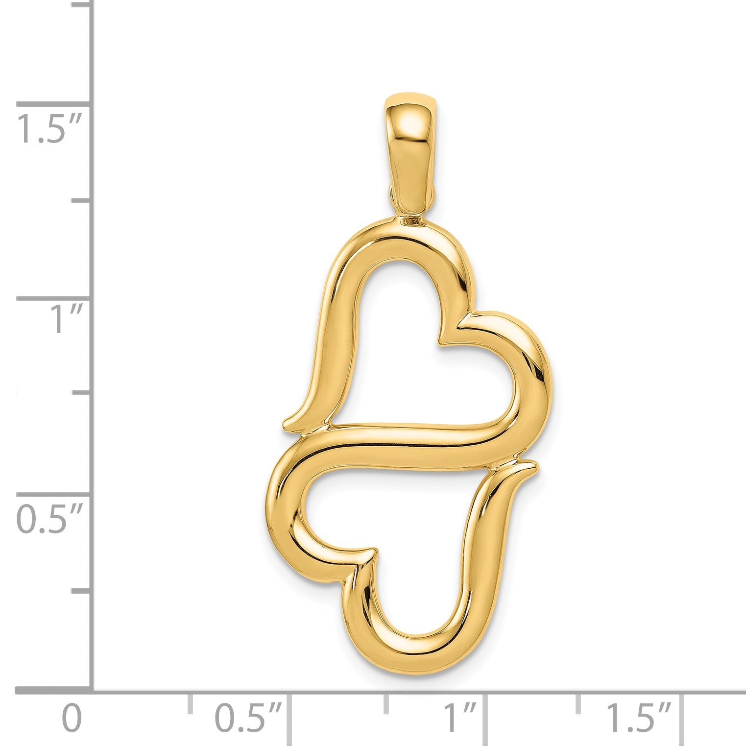 14K Polished 3-D Connected Double Hearts Pendant