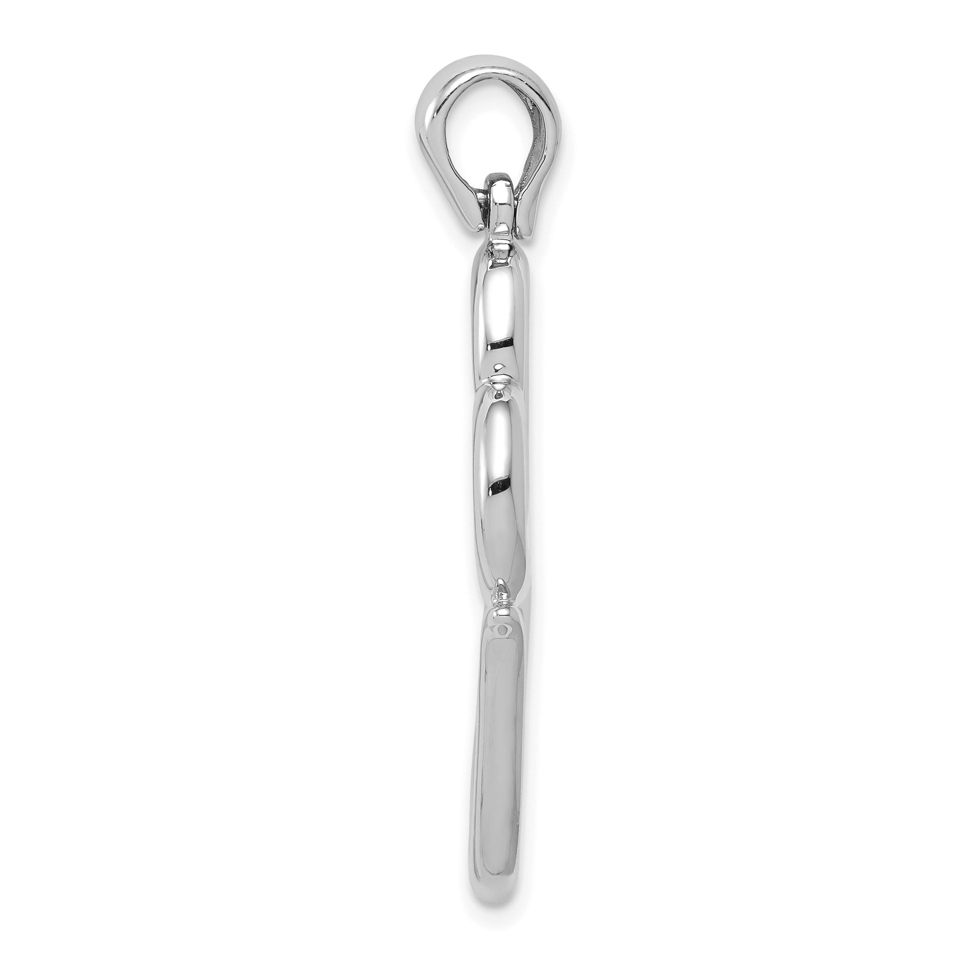 14K White Gold 3-D Solid Connected Double Hearts Pendant